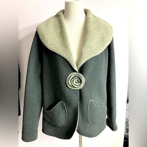 Chameleon Roxy Women’s Fleece Shawl Collar Jacket, Large, Two-Tone Gray